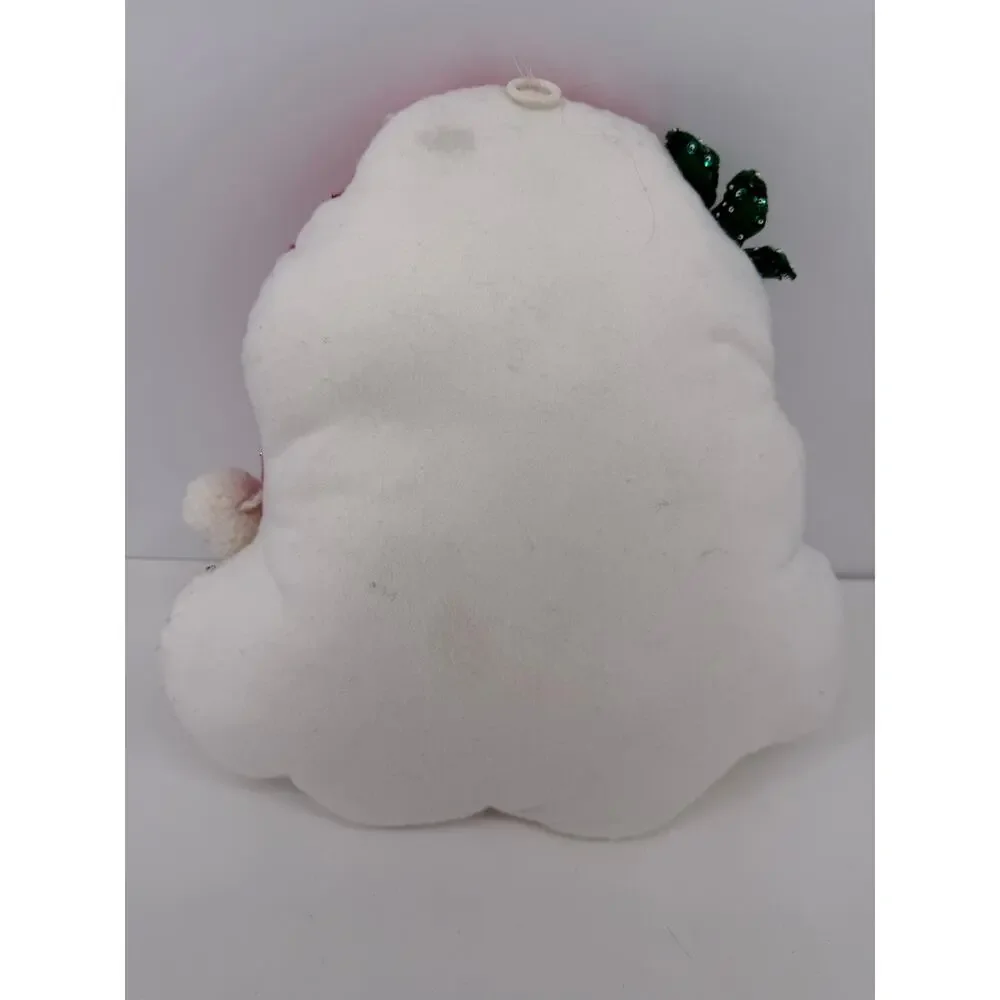 Handmade Santa Face Pillow Door Hanger Beaded Sequined Christmas Decor 14x14